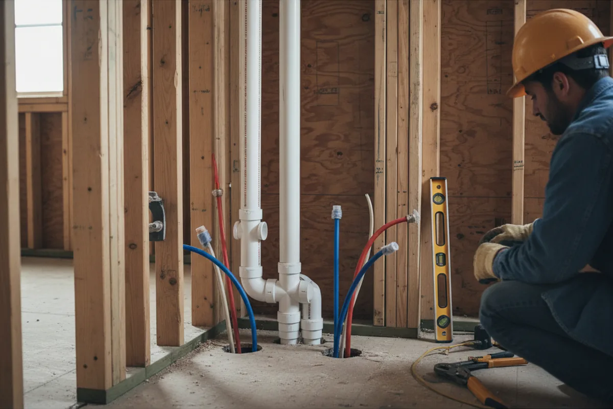 Drain and supply rough-in during Toilet Repair and Installation in Negley