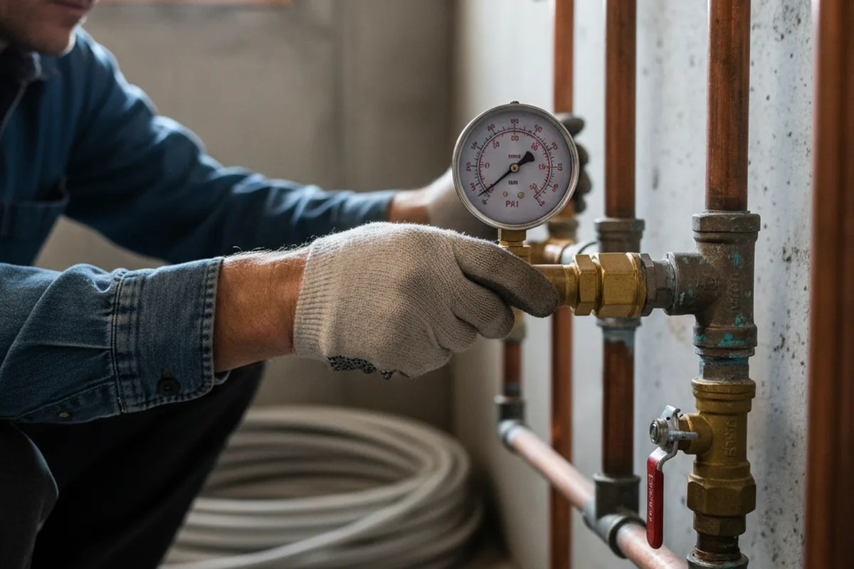 Pressure testing a repaired line during Water Line Repair in Negley